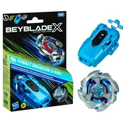 Beyblade X Cobalt Dragoon 2-60C Deluxe Left-Spin String Launcher Set