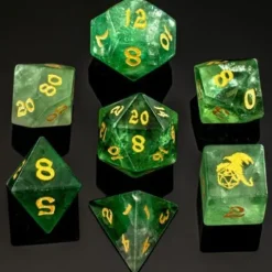 Dragon's Hoard Gem Stone Polyhedral Dice Set - Green Fluorite