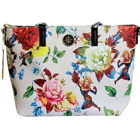 Loungefly Captain Marvel Floral Tote Purse