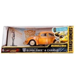 Transformers Bumblebee Movie 1:24 Scale Volkswagen Beetle Die-Cast Metal Vehicle with 3 3/4-Inch Charlie Figure