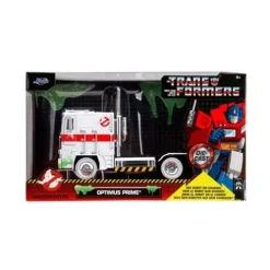 Transformers G1 Optimus Prime Big Rig with Ghostbusters Ecto-1 Graphics 1:24 Scale Die-Cast Metal Vehicle