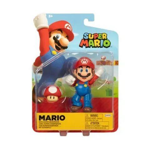World of Nintendo 4" Action Figure - Mario with Super Mushroom