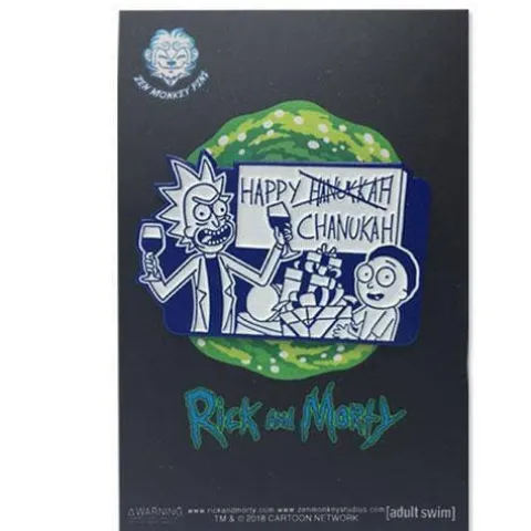 Zen Monkey: Happy Hanu--Chanukah, Rick! - Rick and Morty Enamel Pin